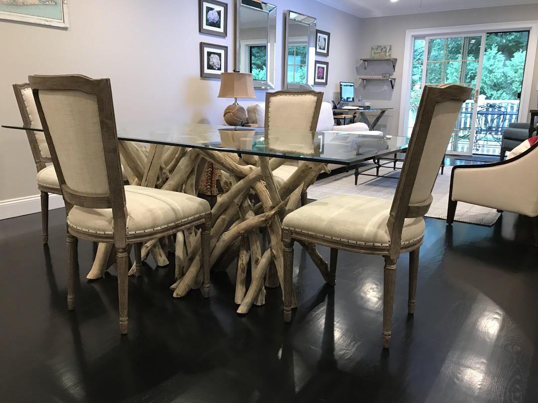 Driftwood dining table set sale